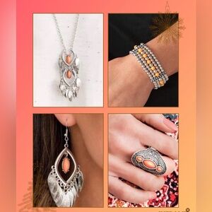 Paparazzi Silver Necklace with Orange Accents